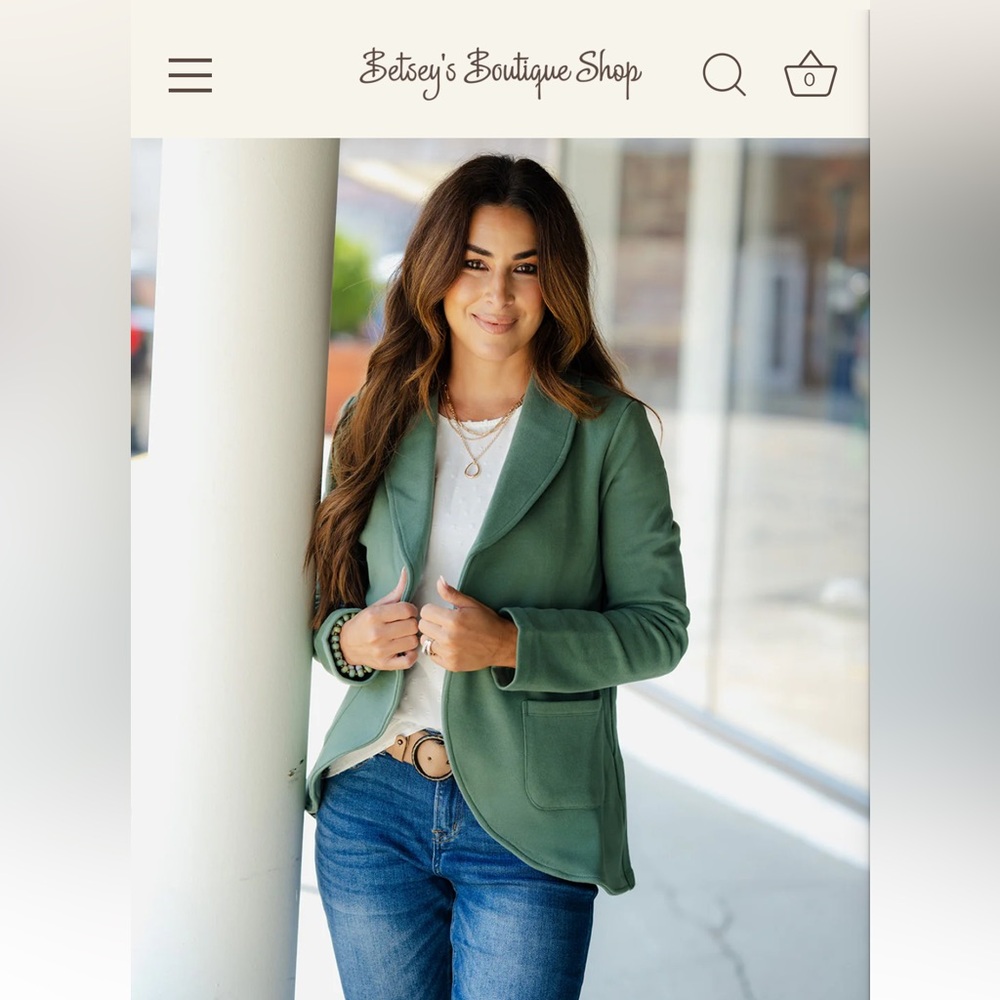 Chic Women's Green Blazer by Betsys Boutique Shop